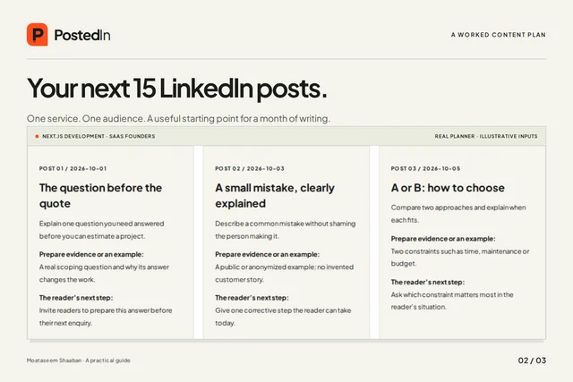 صورة توضيحية لمقال: تقويم محتوى LinkedIn للمستقلين: 15 فكرة عملية